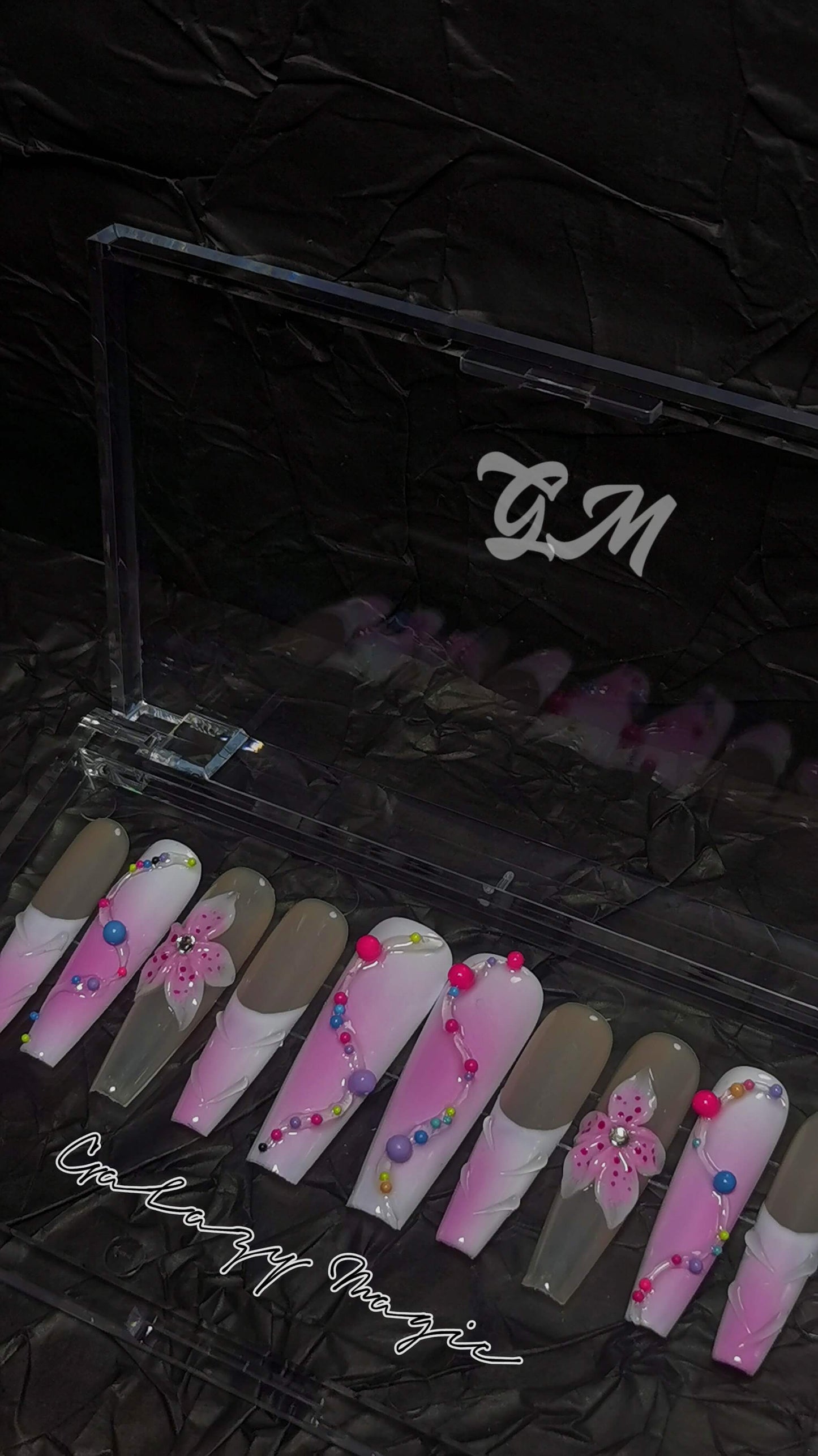 (S Size) 3D Flower Handmade Press on Nails