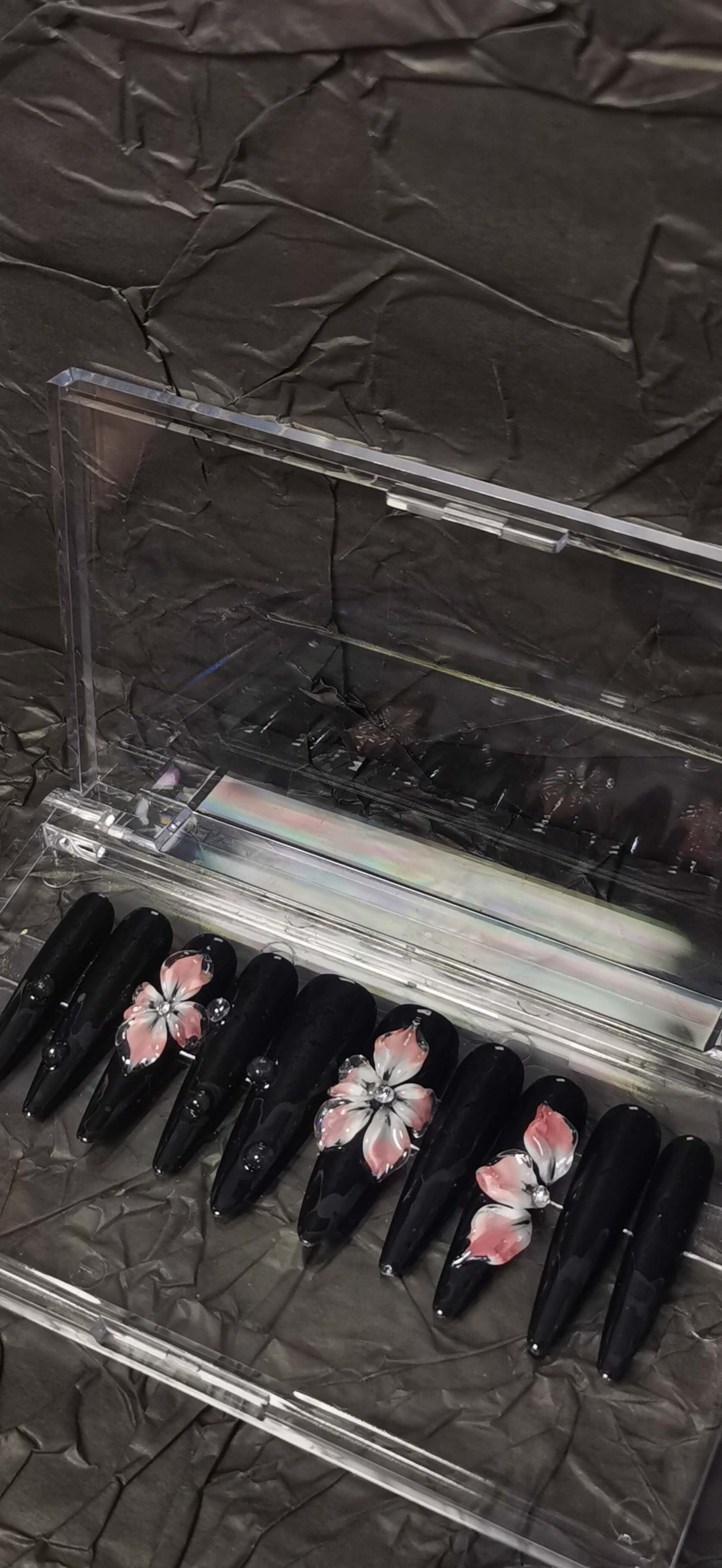 (M Size) 3D Flower Handmade Press on Nails