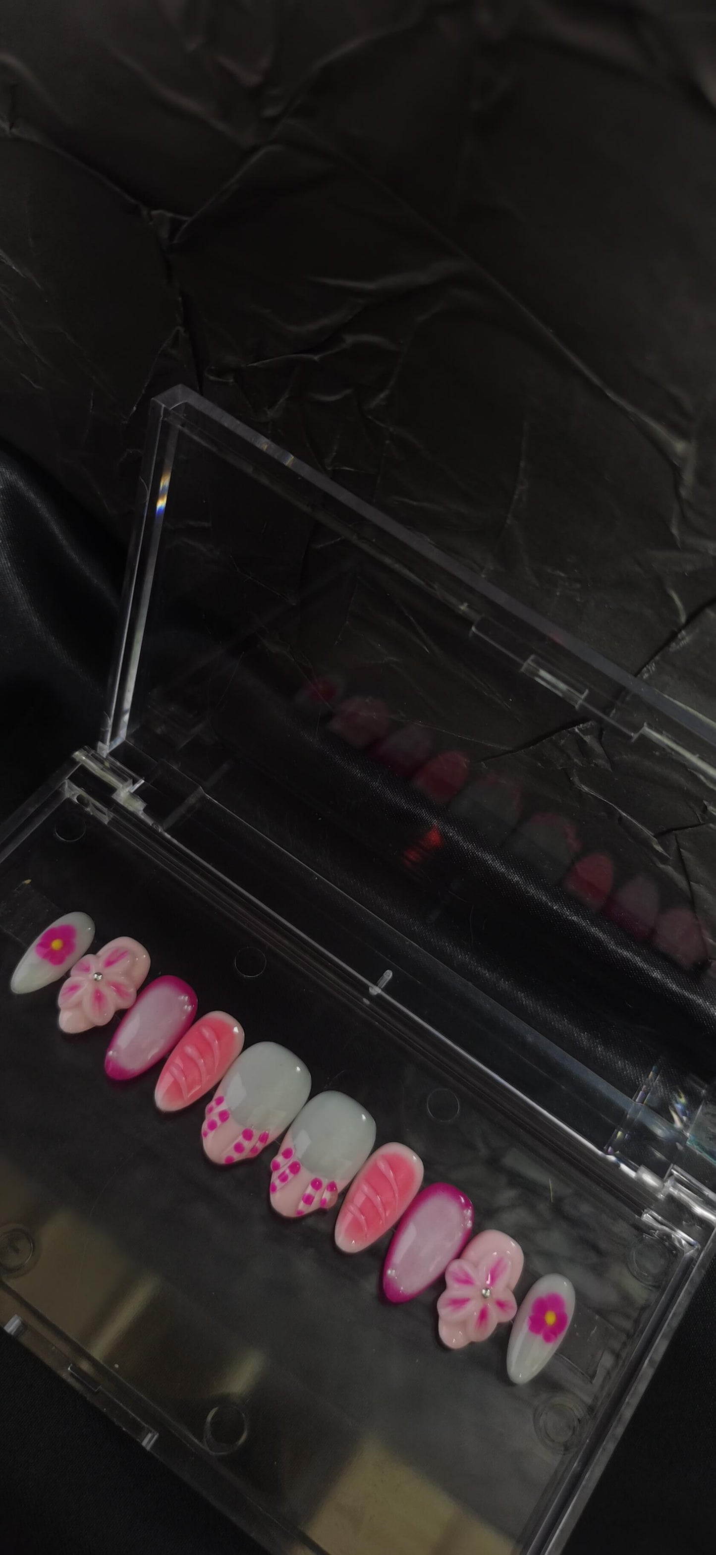 (S Size) 3D Flower Handmade Press on Nails