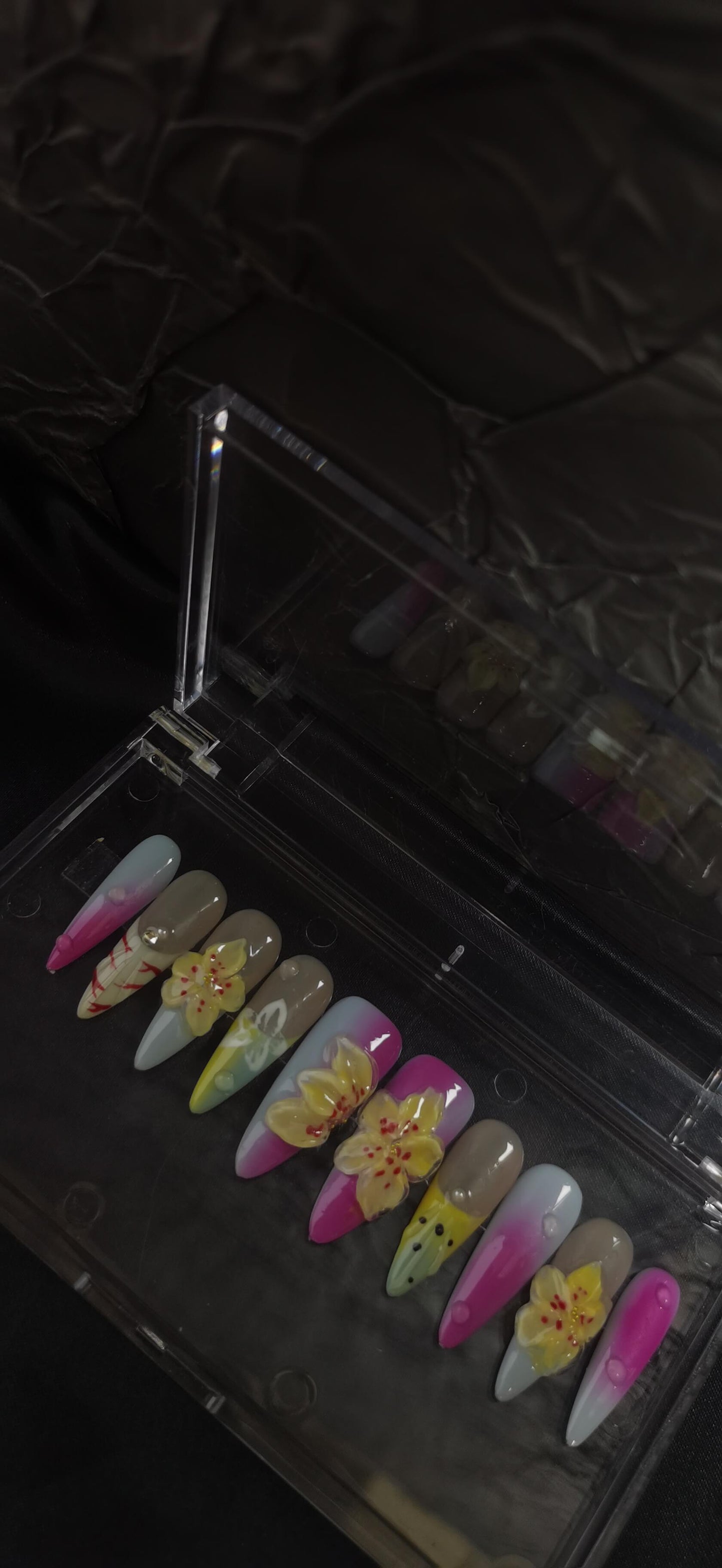 (M Size) 3D Flower Handmade Press on Nails