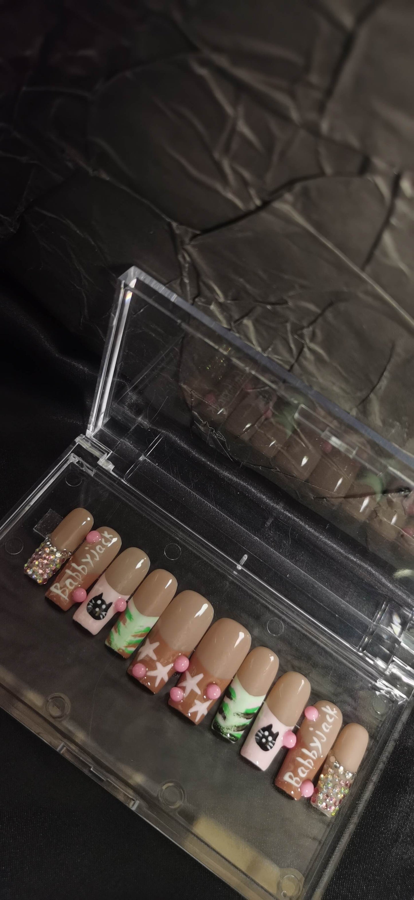 (M Size) 3D Flower Handmade Press on Nails